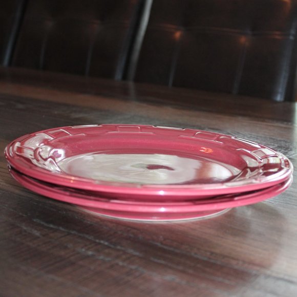 Longaberger Lunch Luncheon Plates Paprika Maroon Set of 2 - Picture 3 of 6